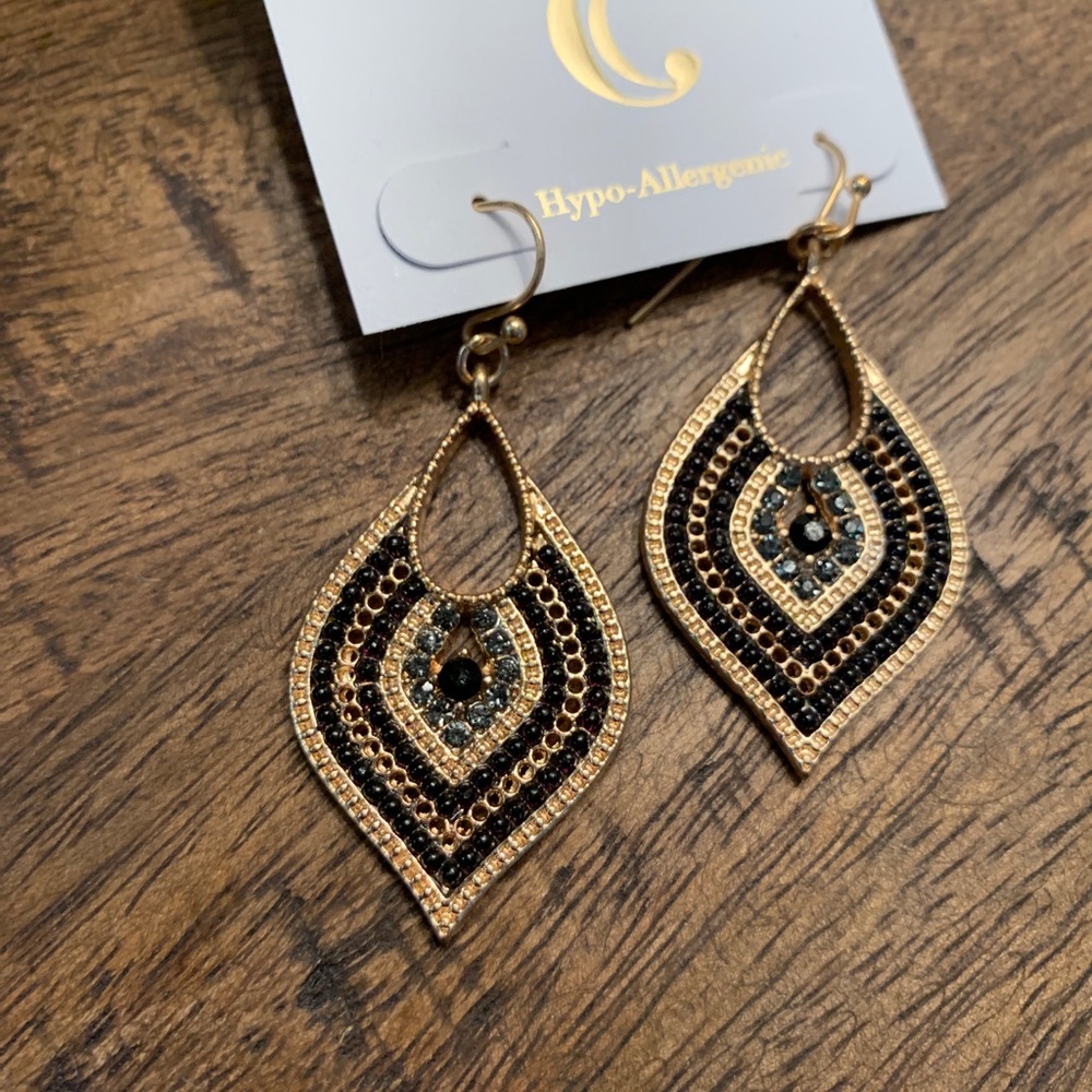 NWT Black/Dark Blue Evening Earrings